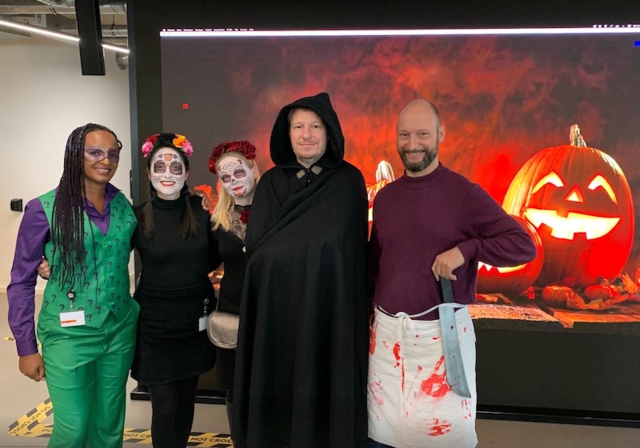 Our colleagues in the Halloween costume